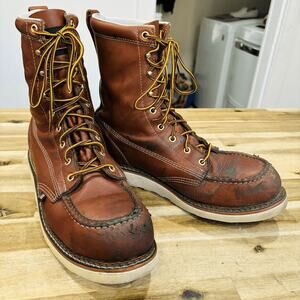 Thorogood 804-4208 Men's 9" Leather Moc Toe Steel Safety Work Boots Size 12 D